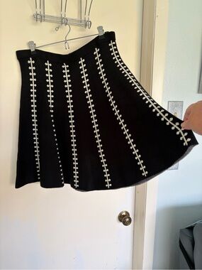 Olivia & Grace Black knit Mini Skirt with White Contrast Stitching